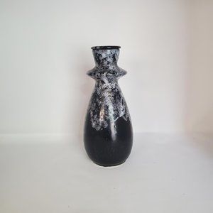 Vintage MCM Black Fat Lava Glaze Lidded Decanter Bottle Jar Haeger Style USA 98